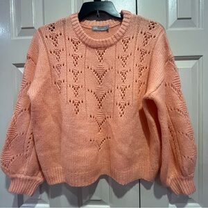 ASOS Open Weave Wool Blend Sweater Size 10 Peach